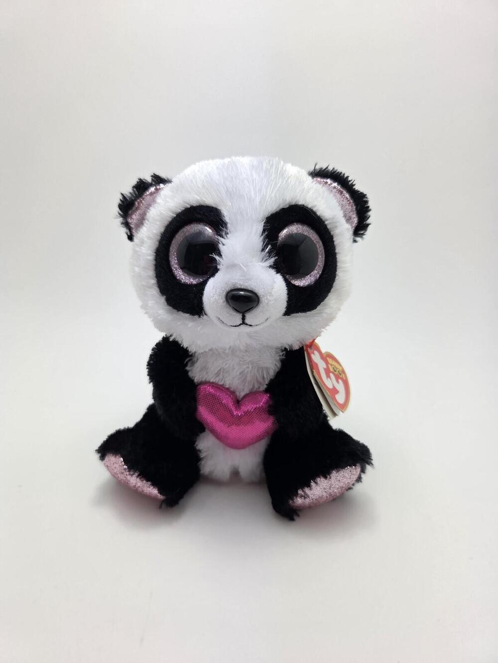 Ty Beanie Boo “Esme” the Panda Holding Pink Heart (6 inch)